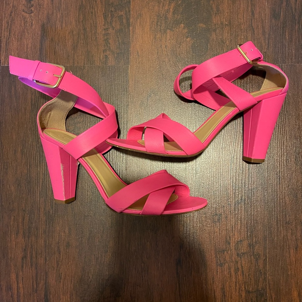 Strappy Hot Pink J. Crew Heels, Size 10